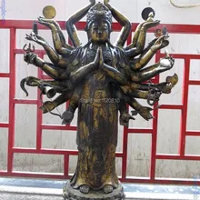 Zhaomerui21++ 5" Огромный Китай Тибет бронзовый резные 24 рук Кван-инь будды Скульптура