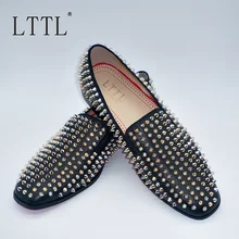 LTTL/Новинка; модные черные лоферы с шипами; мужские лоферы с заклепками; дизайнерская мужская модельная обувь; кожаная мужская повседневная обувь без шнуровки