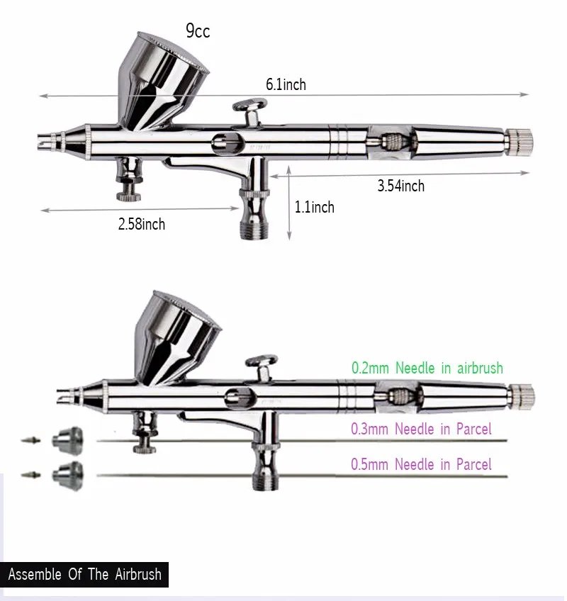 Аэрограф Комплект 0,2/0,3/0,5 мм иглы Красящие ручки щетки воздуха нейл-арта невесты Косметика для макияжа, а также для нанесения тату