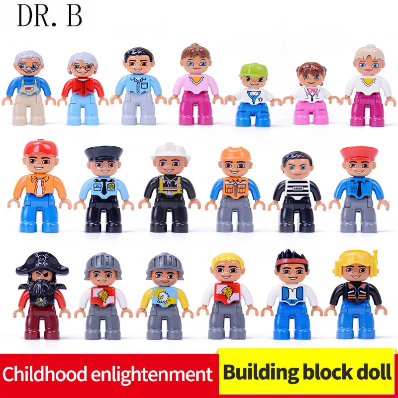 

Large Particle Building Blocks Character Compatible With Duploed City Occupation Family Figures Toys Kid Birthday Gift