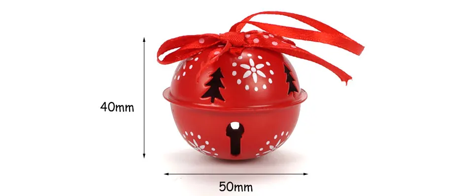Рождественские елочные украшения для дома 6 шт. белый красный металлический колокольчик 50 мм 3 типа Снежинка принт Рождественский кулон подвесной шар
