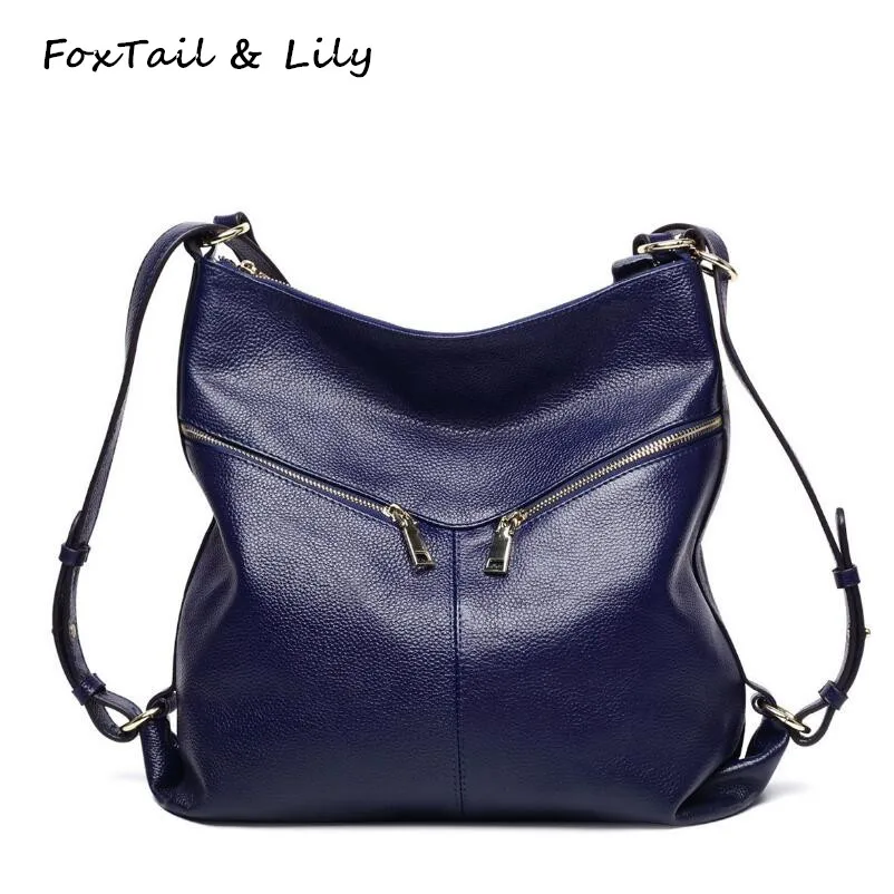 FoxTail Lily Genuine Leather Backpack New Fashion Women Real Leather Shoulder Bags Multifunctional School Backpacks for