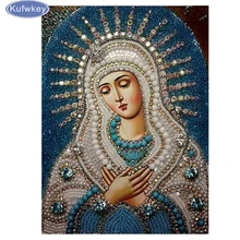 Полная Бриллиантовая вышивка, религиозная 3d 5D DIY Алмазная картина Девы Марии религиозная вышивка крестиком украшение дома подарок ручной работы