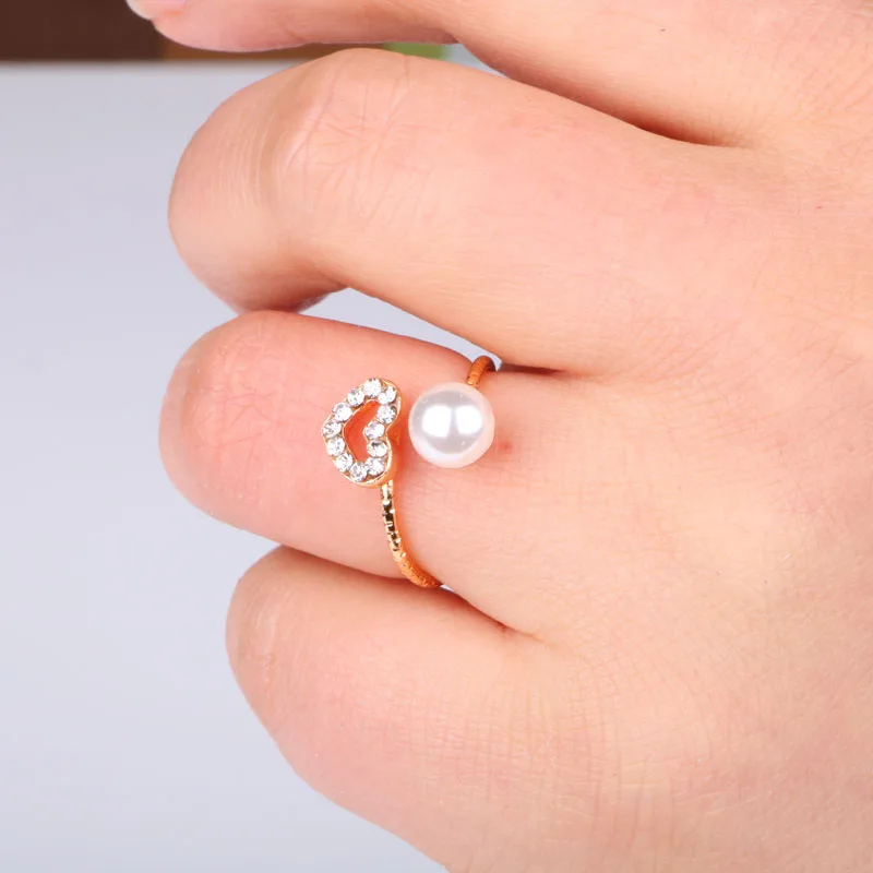 

Hgflyxu Silver color Adjustable Finger rings for women Female Crystal Rhinestone Alloy open ring Fashion jewelry 2019