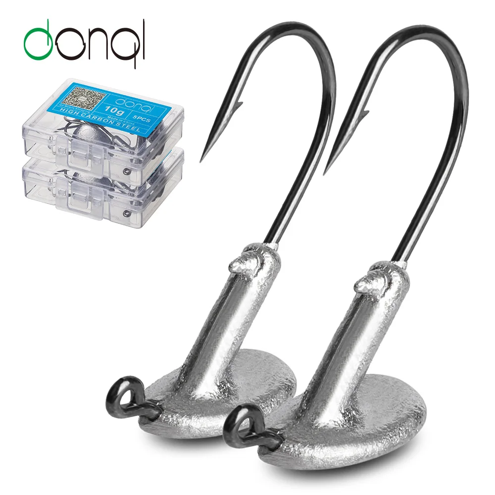 DONQL 5 قطعة/صندوق الرصاص الرقصة رئيس الصيد هوك بهلوان الشائكة شص 3.5g 5g 7g 10g 14g ل لينة إغراء الكارب الصيد مجموعة خطفات معالجة