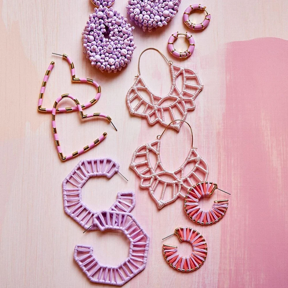 

Miwens 2019 New Design Beads Romantic Heart Pink Flower Drop Earrings Women Pendant Statement Earrings Handmade Beaded Jewelry
