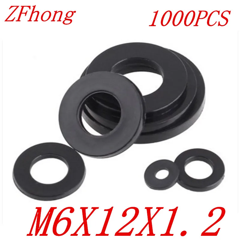 1000PCS M6*12*1.2 6mm Black flat nylon Washer in Washers from Home