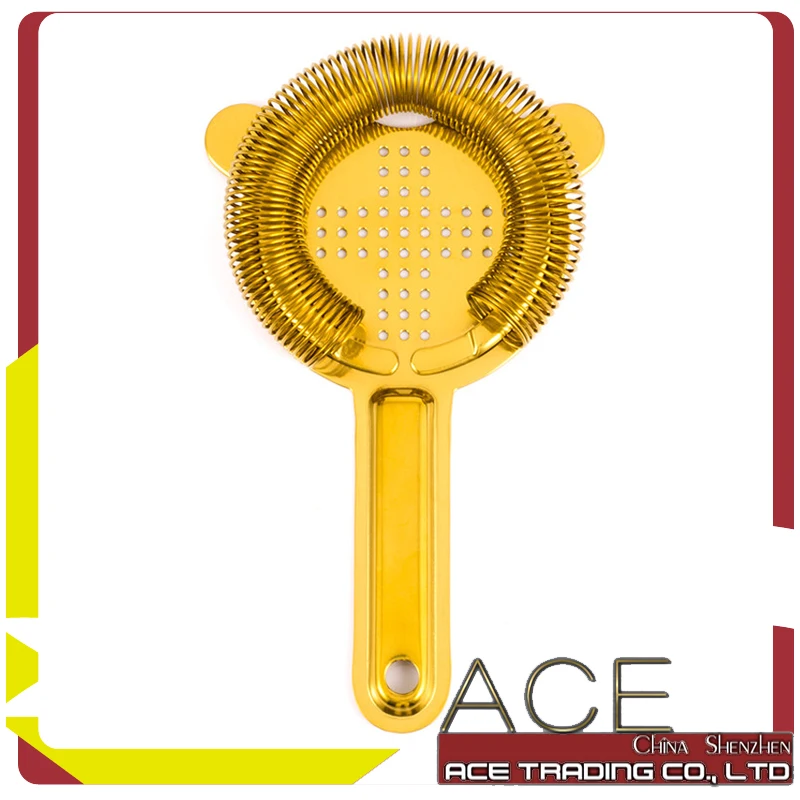 ACE Bar Tools Gold Plated Stainless Steel Cute Bear&Cross Shape Durable Bar Stainer Cocktail