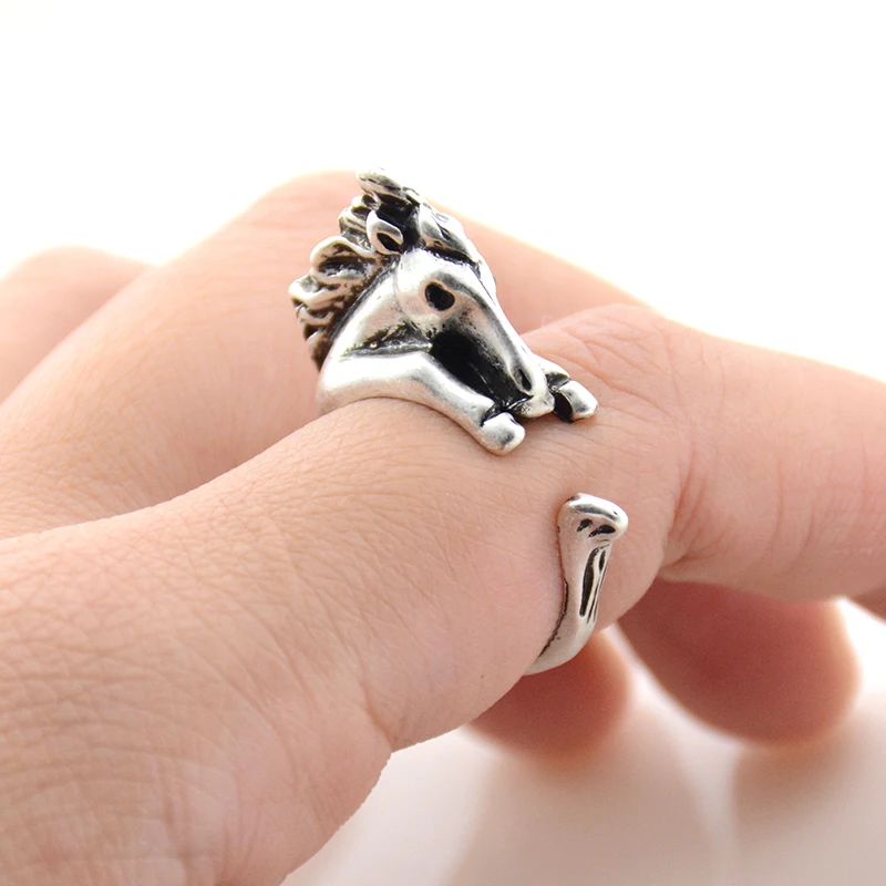 

Handmade Adjustable Retro Nice Horse Ring Punk Animal Anillos Wedding Rings For Women Anel Men Jewelry Lovers Gifts Bague Aneis