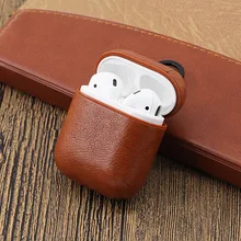 Luxury Earphone Case For Apple Airpods Strap Genuine Leather with Buttons Headphone Case Earphone Accessories for Airpods case