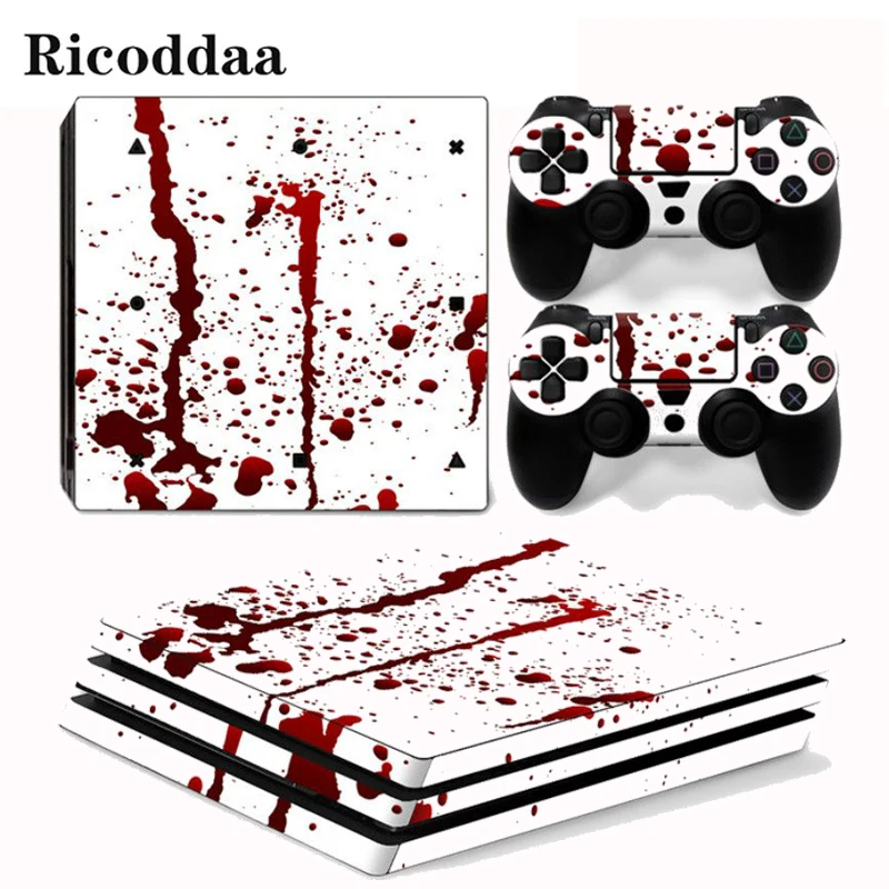 

Red Ink Removable PVC Vinyl Decal Cover For PS4 Pro Console And Controllers Protective Skin Stickers For Sony Playstation 4 Pro
