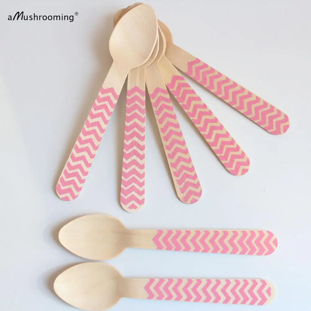 pink chevron 14cm spoon (3)