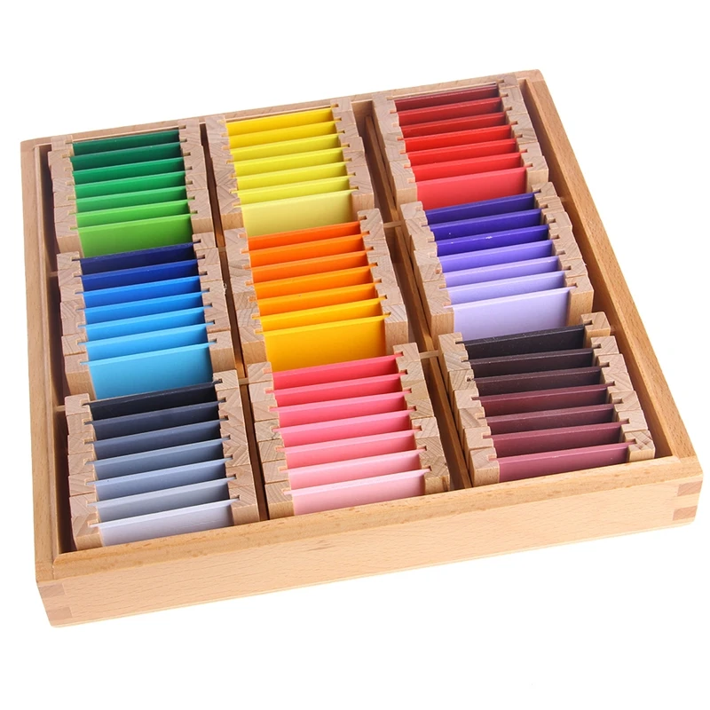 Montessori Sensorial Material Learning Color Tablet Box Wood Preschool Toy