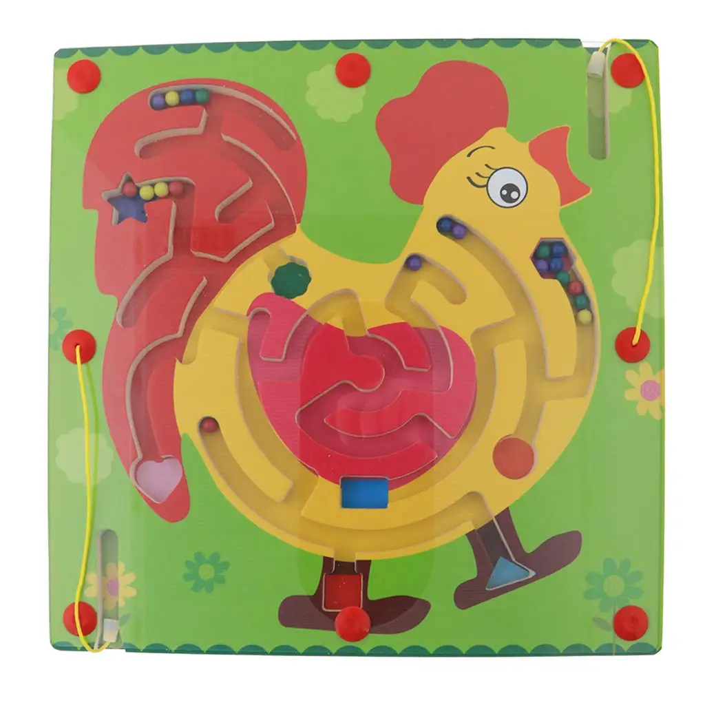 BEST 2 In 1 Magnetic Beads Labyrinths Wooden Puzzle Flying Chess Game Early Learning Educational Toys Gi