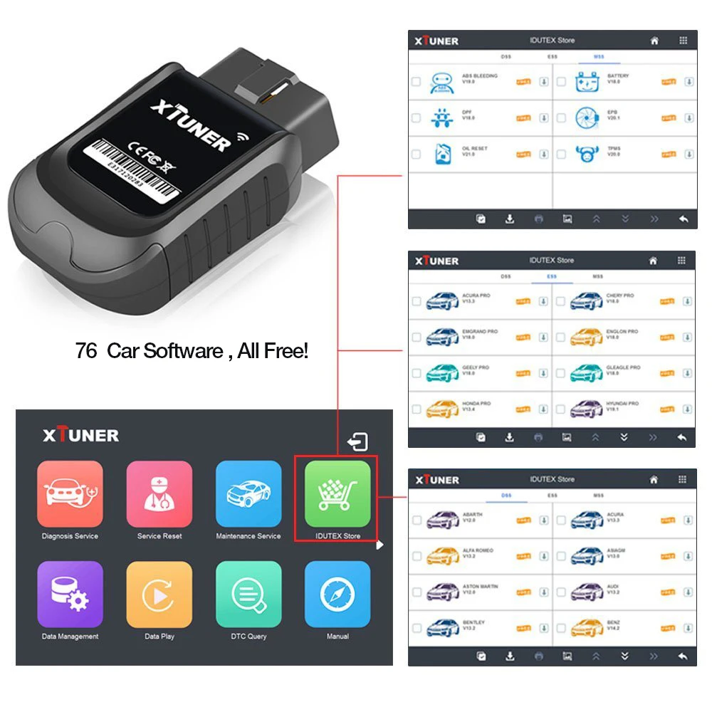 Xtuner E3 Wi Fi ODB2 ABS двигателя ПП AC код неисправности Автомобильный сканер OBD2