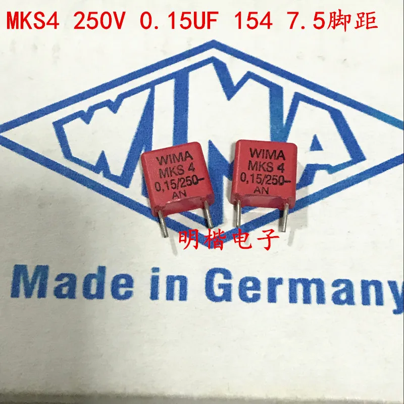 2020 hot sale 10pcs/20pcs German capacitor WIMA MKS4 250V 0.15UF 154 250V 150n P: 7.5mm Audio capacitor free shipping wima mks4 22mm mkp10 mkp4 mkc4 p22 5 film audio capacitor 1uf 1 5uf 3 3uf 4 7uf 5 6uf 15uf 250v 400v 160v 63v 100v red 105 250v