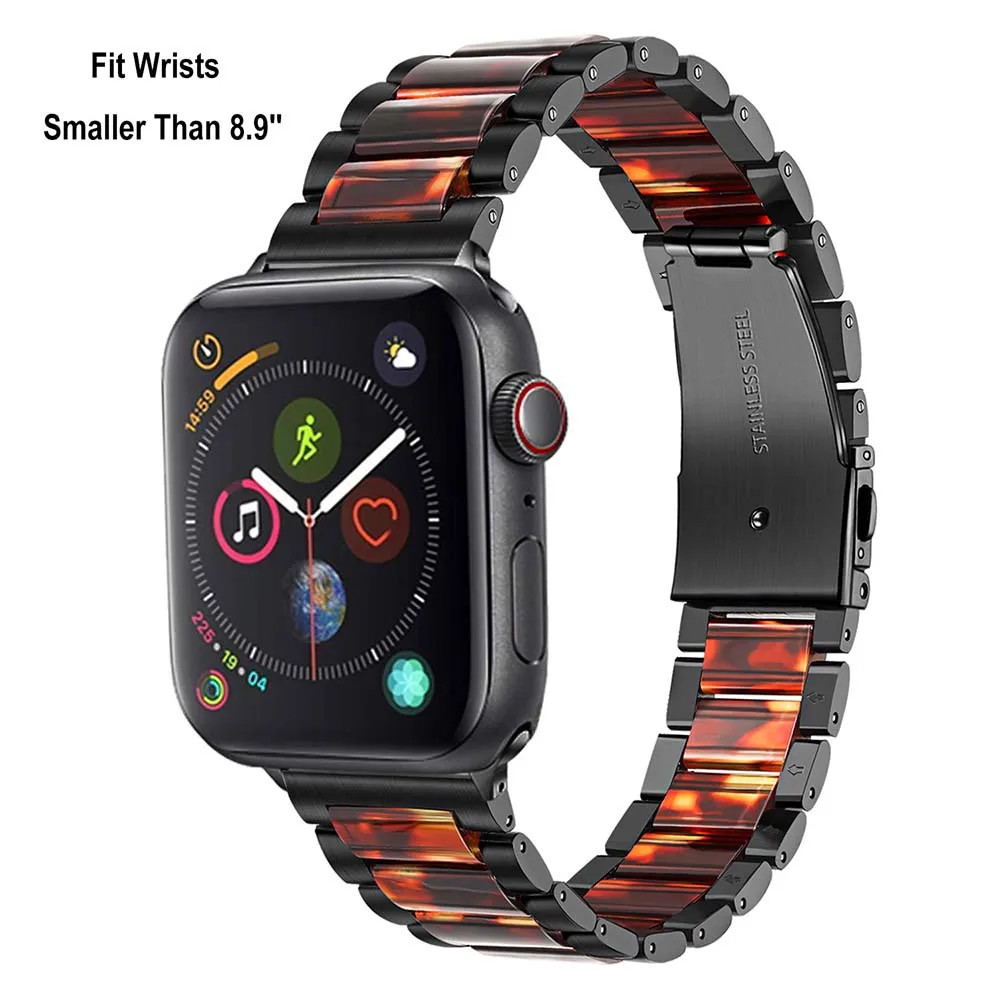 Ремешок для часов из нержавеющей стали и смолы для iWatch Apple Watch Series 5 4 3 2 1 38 мм 40 мм 42 мм 44 мм браслет