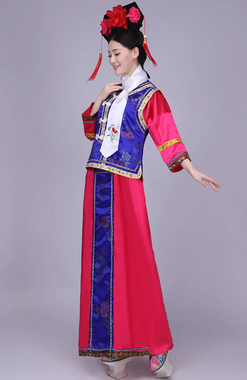 Большие размеры, китайский традиционный костюм, женский костюм династии Цин, одежда китайской принцессы со шляпой, Женский костюм JC16012