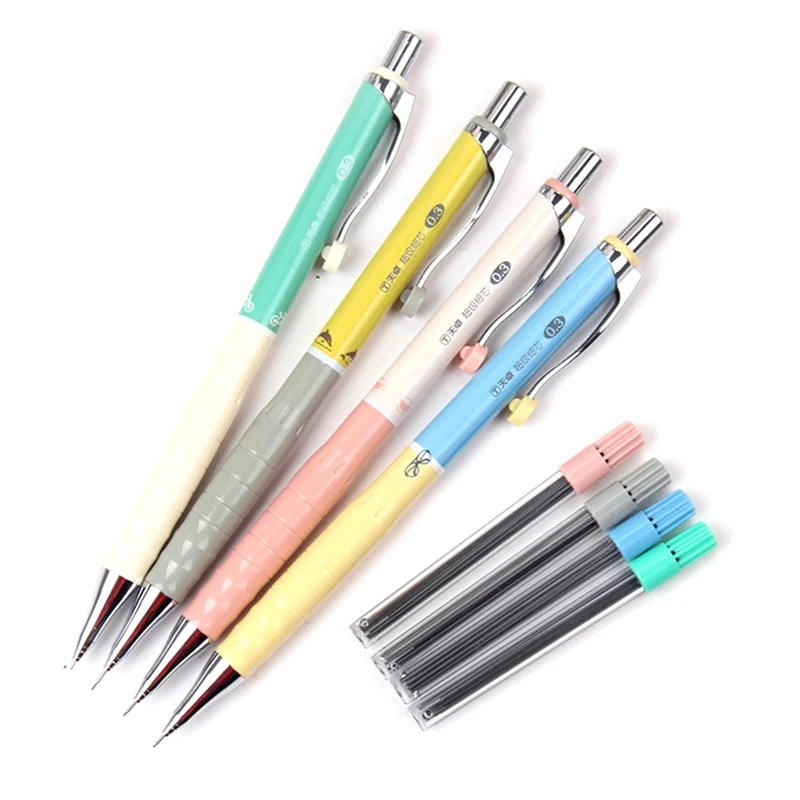 

1Set 0.3mm Cute Colorful Plastic Mechanical Pencil Fresh Automatic Pencil Set School Supplies Kawaii Stationery Random Color