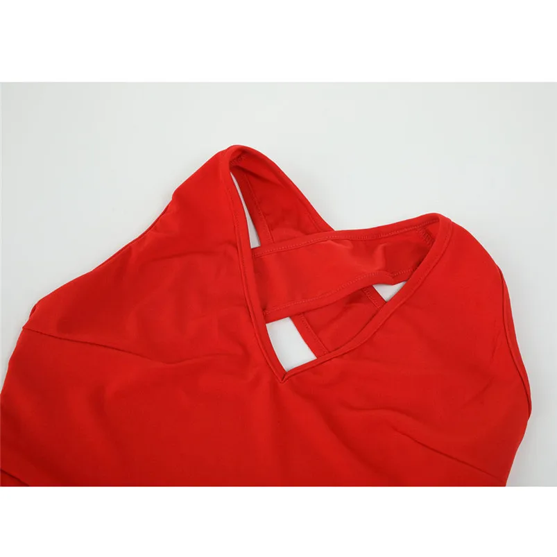 Summer Sleeveless elegant jumpsuit Womens V-Neck Solid Backless Long Playsuit Ladies Sexy loose Jumpsuit Red Clothes R04 (2)
