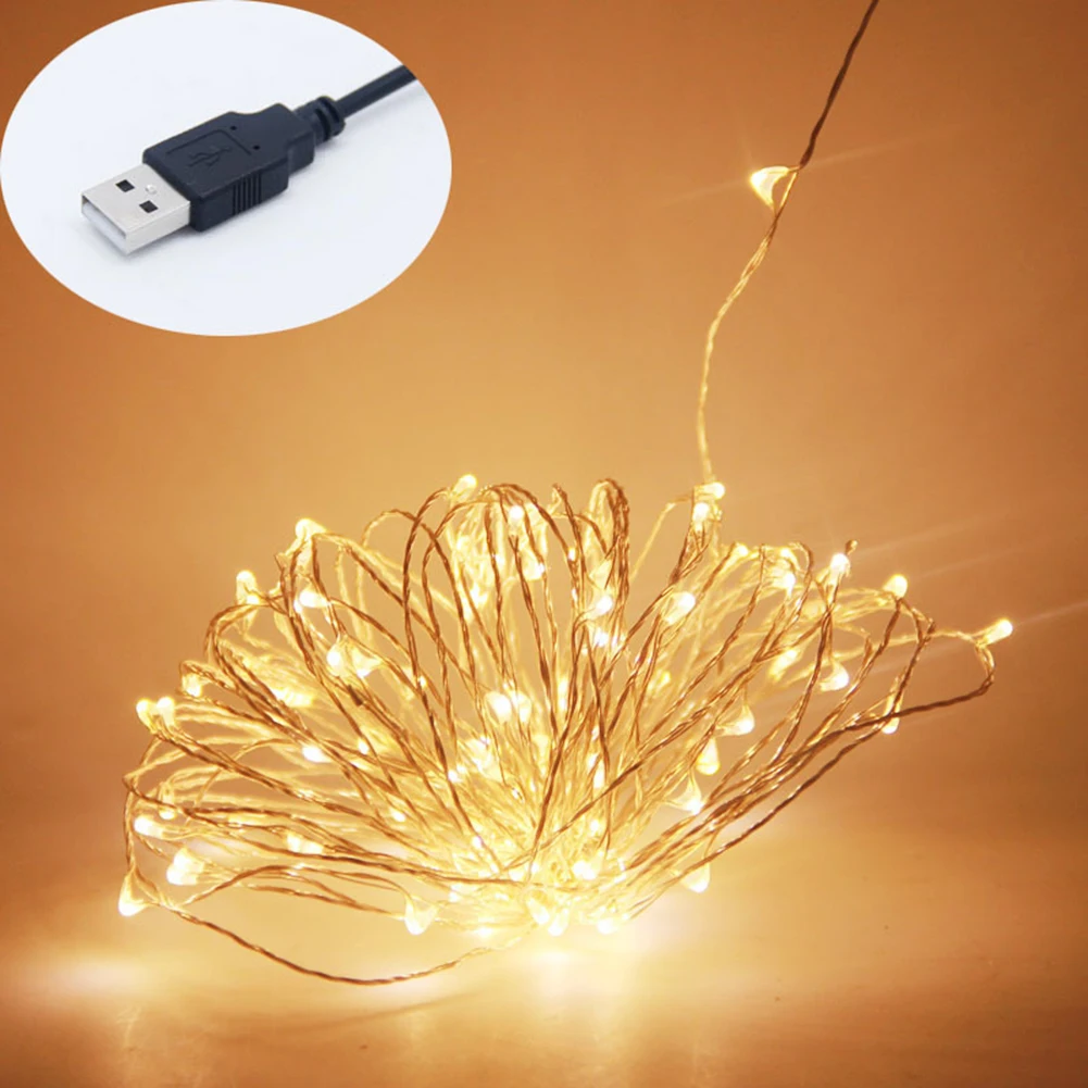 10 м 100Led красочный ручной медный струнный светильник USB интерфейс проводка Рождественский фестиваль Свадебная вечеринка Гирлянда украшение