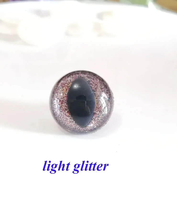 20pcs-- 25mm plastic clear safety toy cat eyes +new  glitter fabric + hard washer for plush  doll findings color option--N6 5