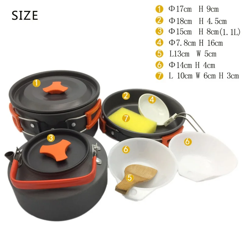 Conjunto de Acampamento Chaleira ao ar Conjunto de Utensílios de Mesa ao ar Bule Pote Combinação Pessoas Livre Piquenique Oito Conjuntos 2-3 13 Esporte e Lazer