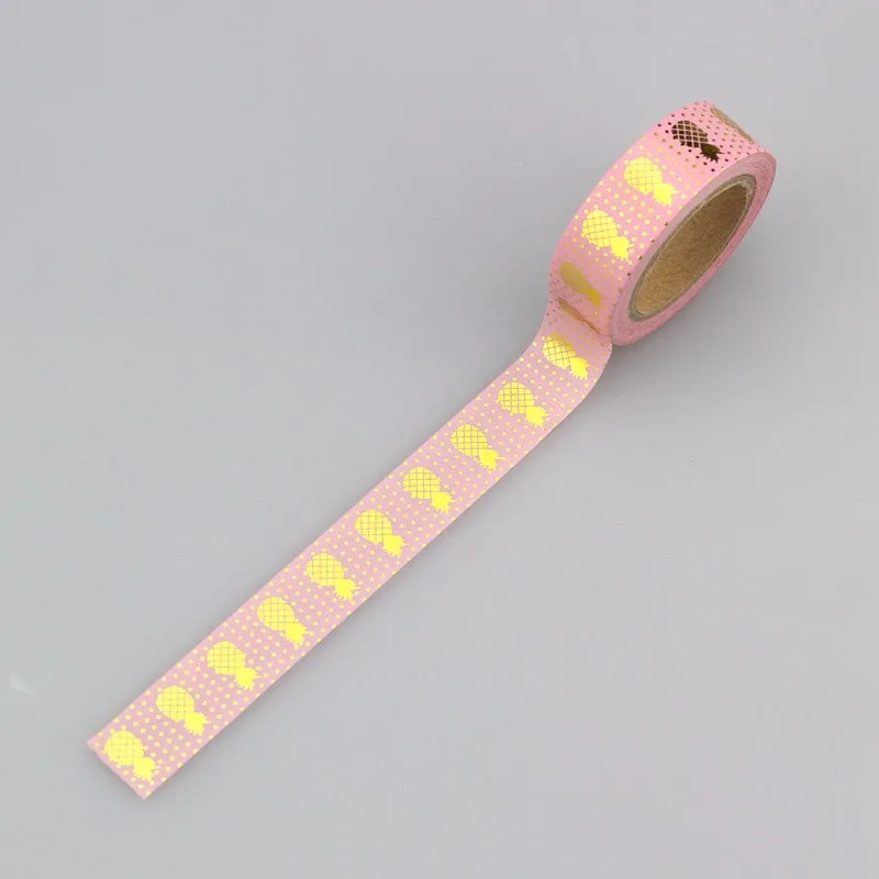 1X размер 15 мм* 10 м Kawaii Скрапбукинг инструменты DIY полосы, золотой розовый синий ананас и точки японская бумага фольга васи ленты маскировки