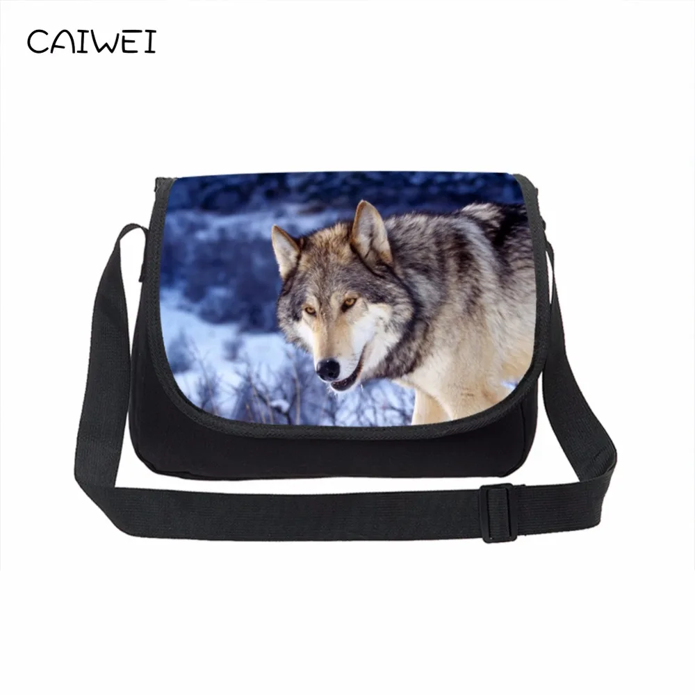 Большая холщовая сумка мессенджер Cool Wolf для мужчин мужская через плечо с