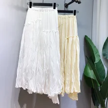 Художественная хлопковая юбка модная стандартная юбка белье с эластичным поясом юбка длинная Однотонная удлиненная юбка-колокол