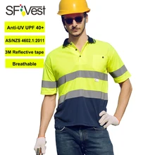 SFvest защитная Рабочая Рубашка Светоотражающая для мужчин Спецодежда высокой видимости короткий рукав рубашка поло