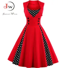 S-4XL de mujer vestido Retro Vintage 50s 60s Rockabilly Dot Swing Pin Up Vestidos de fiesta de verano elegante túnica Vestidos Casual