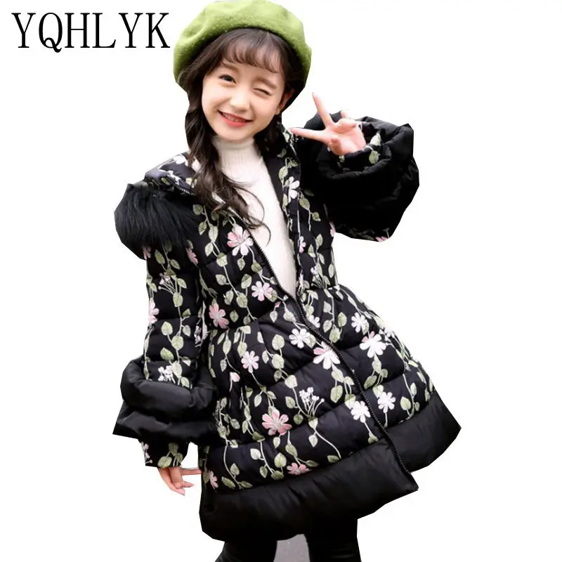 

New Fashion Winter Cotton Girls Coat 2018 Korean Children Zipper Hooded Thick Warm Princess Coat Sweet Casual Kids Clothes W78