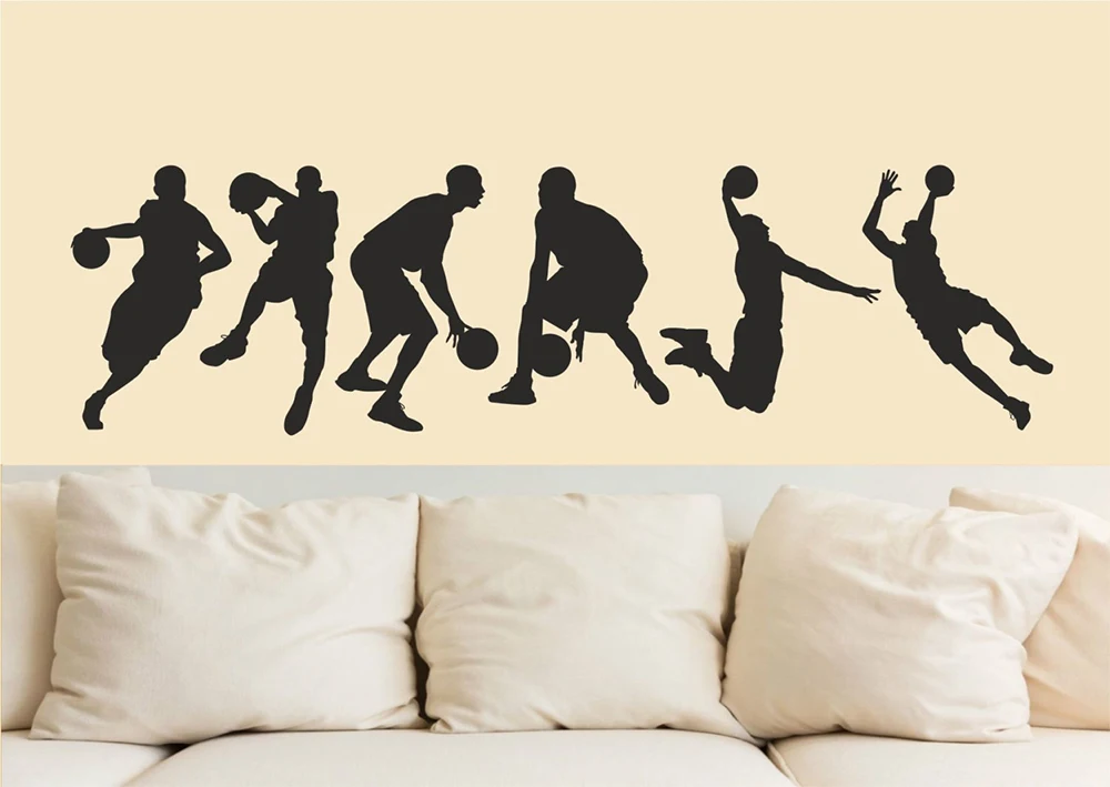 مجموعة من 6 الرياضة خيال السلة عمل غرفة المعيشة ديكور المنزل الفينيل الجدار صائق ملصقات الحائط غرفة الفن المشارك Z634