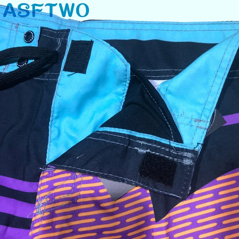 ASFTWO 2019 جديد مجلس السراويل رجل تصفح شورتات للبحر خليط المطبوعة مخطط جذوع سريعة الجافة ملابس سباحة حريمي