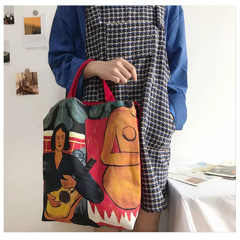

solid color corduroy with leaf pattern girls shopping bag women simple casual package life bags fashion folding students bag