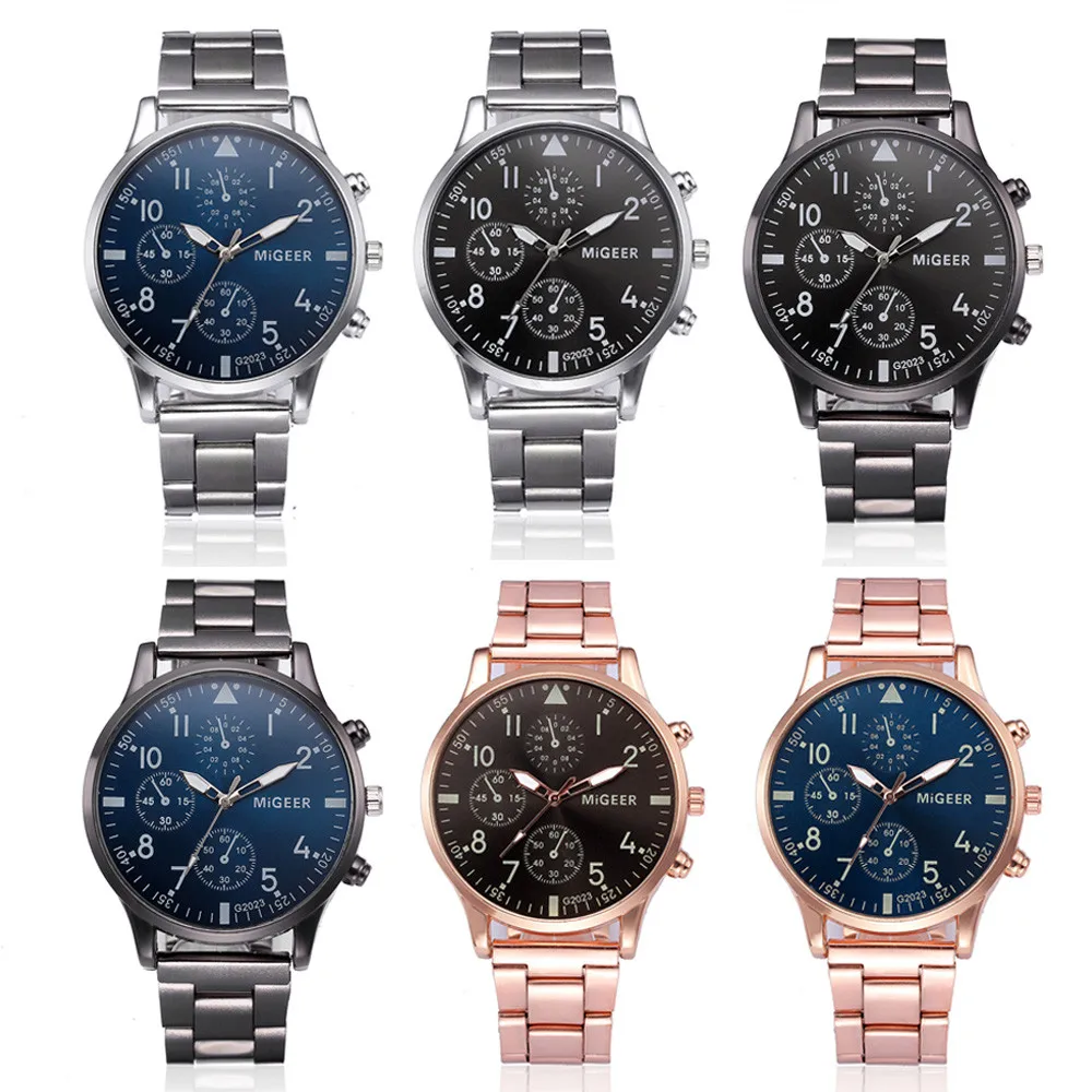 MIGEER Модные мужские деловые часы из нержавеющей стали с кристаллами, аналоговые кварцевые наручные часы, роскошные повседневные мужские спортивные часы Relogio USPS