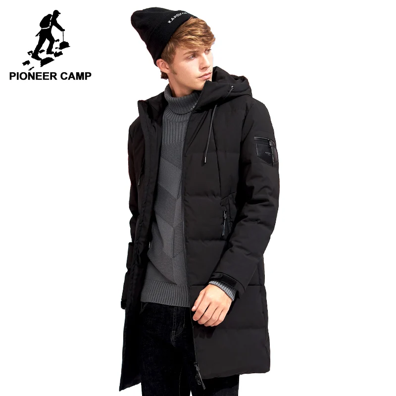 Pioneer Camp men down jacket winter thicken warm duck down coat hooded army green black AYR705308