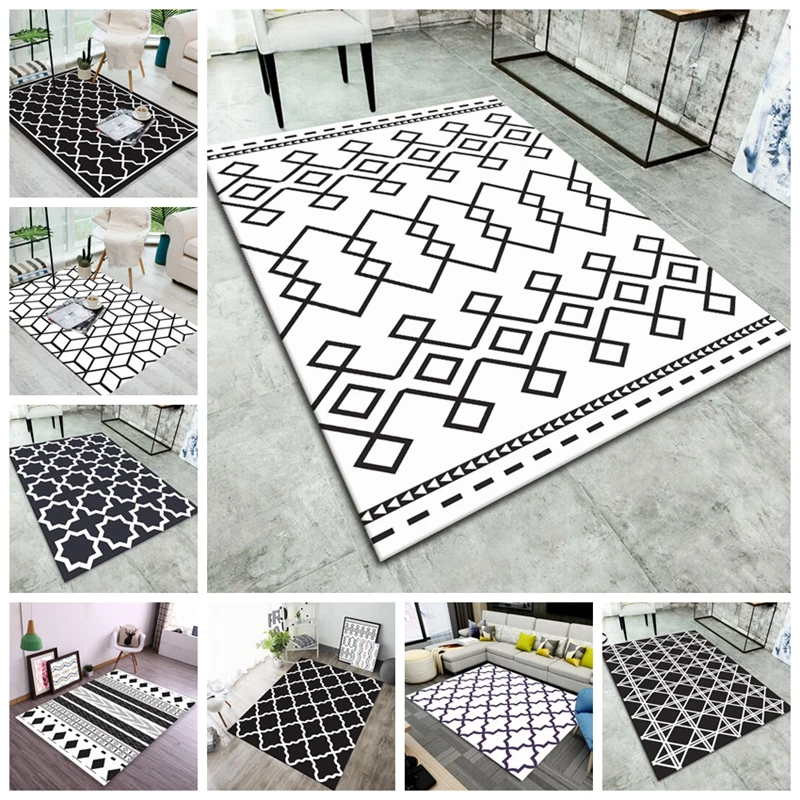 

Nordic Geometric Printed livingroom Carpets Rugs Modern Coffee Table Bedroom Living Room Non-Slip Home Decoration Floor Mats
