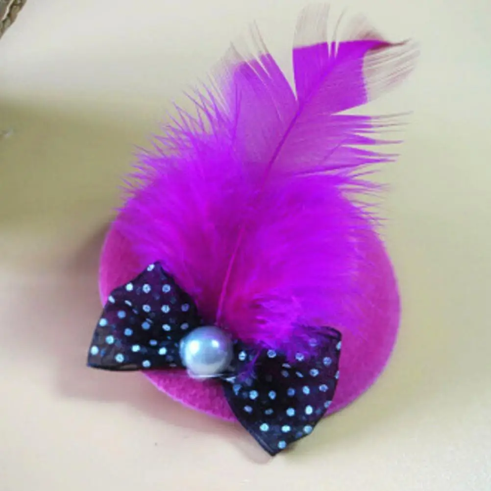 Миниатюрная шляпа для домашних животных аксессуары для волос милая шапка для волос s клипсы в стиле принцессы шерстяная пряжа для собак перо цветы шапочка для ухода