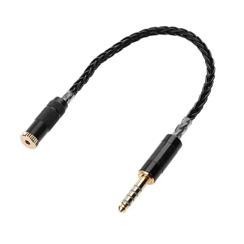 Black Плетеный 4,4 мм штекер до 2,5 мм Женский удлинитель HiFi аудио сбалансированный конвертер Кабель-адаптер провод для HiFi MP3 музыки - Цвет: Black