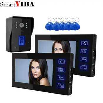 

SmartYIBA 7 inch video doorphone speakerphone system black monitor outdoor with waterproof IR camera intercom
