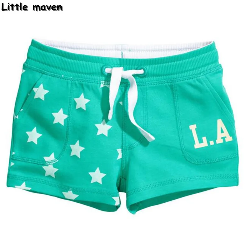 

Little maven children's brand trousers 2017 Summer new fashion cotton girls shorts star print letter short pants 10031#