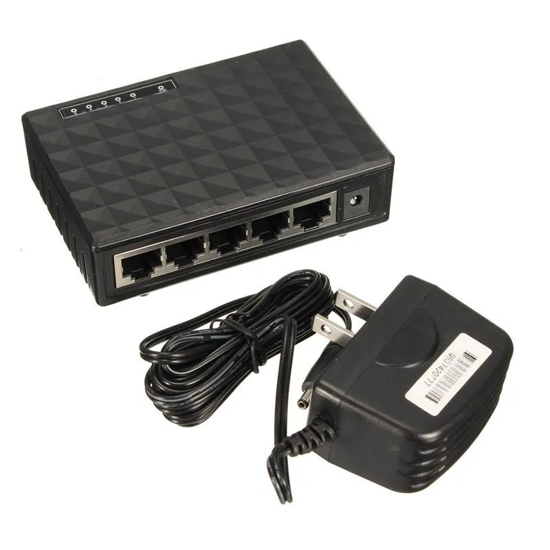 

10/100/1000Mbps Network Switch 5 Ports Mini Gigabit Switch Ethernet Switch Network Switch Hub Plastic Smart Adapter