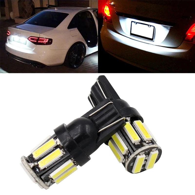 

10 Piece T10 10 SMD 7020 LED Car Wedge Replacement Reverse Instrument Panel Lamp White Bulbs for Clearance Lights