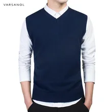 Varsanol Brand Clothing Pullover Sweater Men Autumn V Neck Slim Vest Sweaters Sleeveless Men’s Warm Sweater Cotton Casual M-3xl
