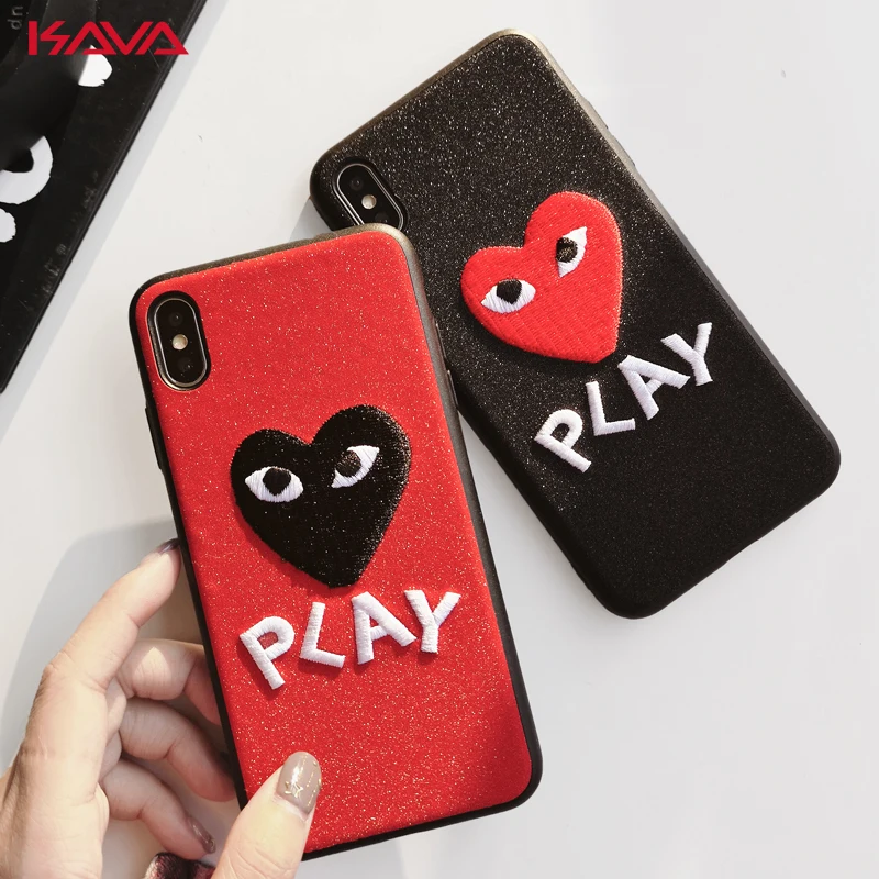 

CDG Play Comme des Garcons Japan trend brand cover case for iphone 6 6S plus 7 7plus 8 8plus X XR XS MAX embroidery phone coque