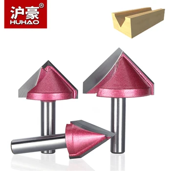 

HUHAO 1pc Shank 8mm V Type Slotting Cutter Router Bits For Wood Tungsten 3D Woodworking Trimming Cutter For Acrylic MDF PVC Wood