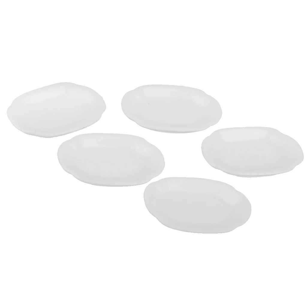 Miniature 5pcs White Ceramic Dishes Plate Tableware for Dollhouse 1/12 Scale 3.3 cm