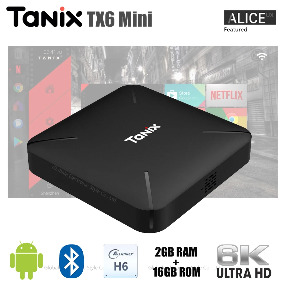 

Original Tanix TX6 Mini Smart TV Box Android 9.0 Allwinner H6 2GB RAM 16GB ROM 6K Set-top Box H.265 Set top Box Media Player